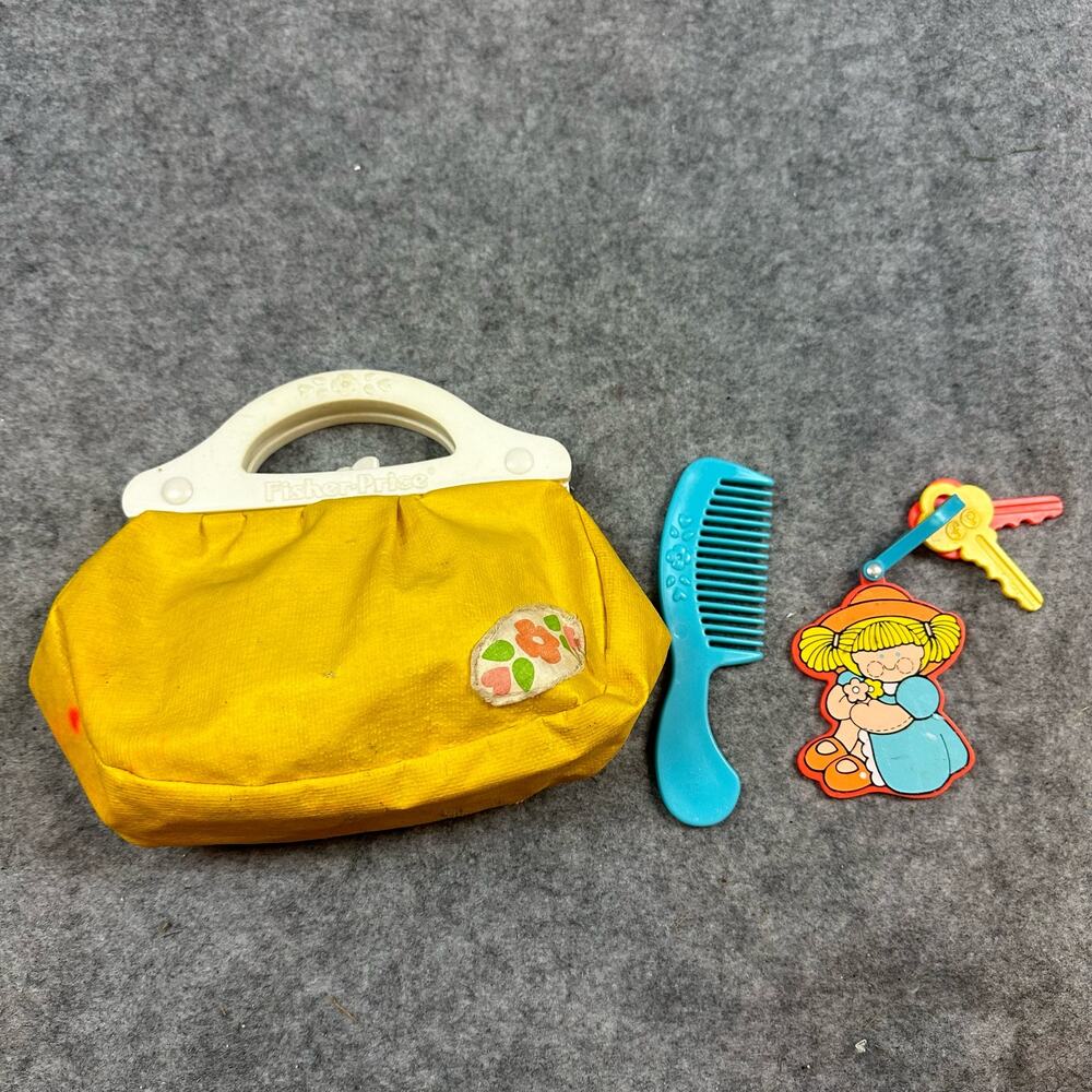 Vintage Fisher Price My Pretty Purse Comb Keychain Keys Play Dress Up 80s